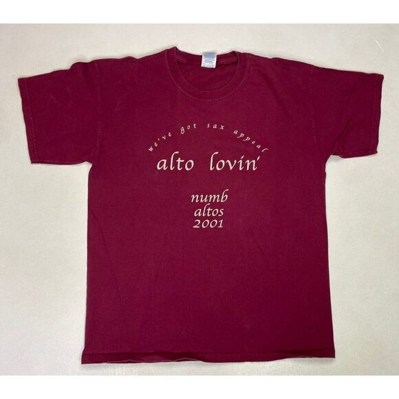 VINTAGE Alto Lovin Numb Altos 2001 Graphic T-shirt Men Large Red Short Sleeve - Picture 1 of 5